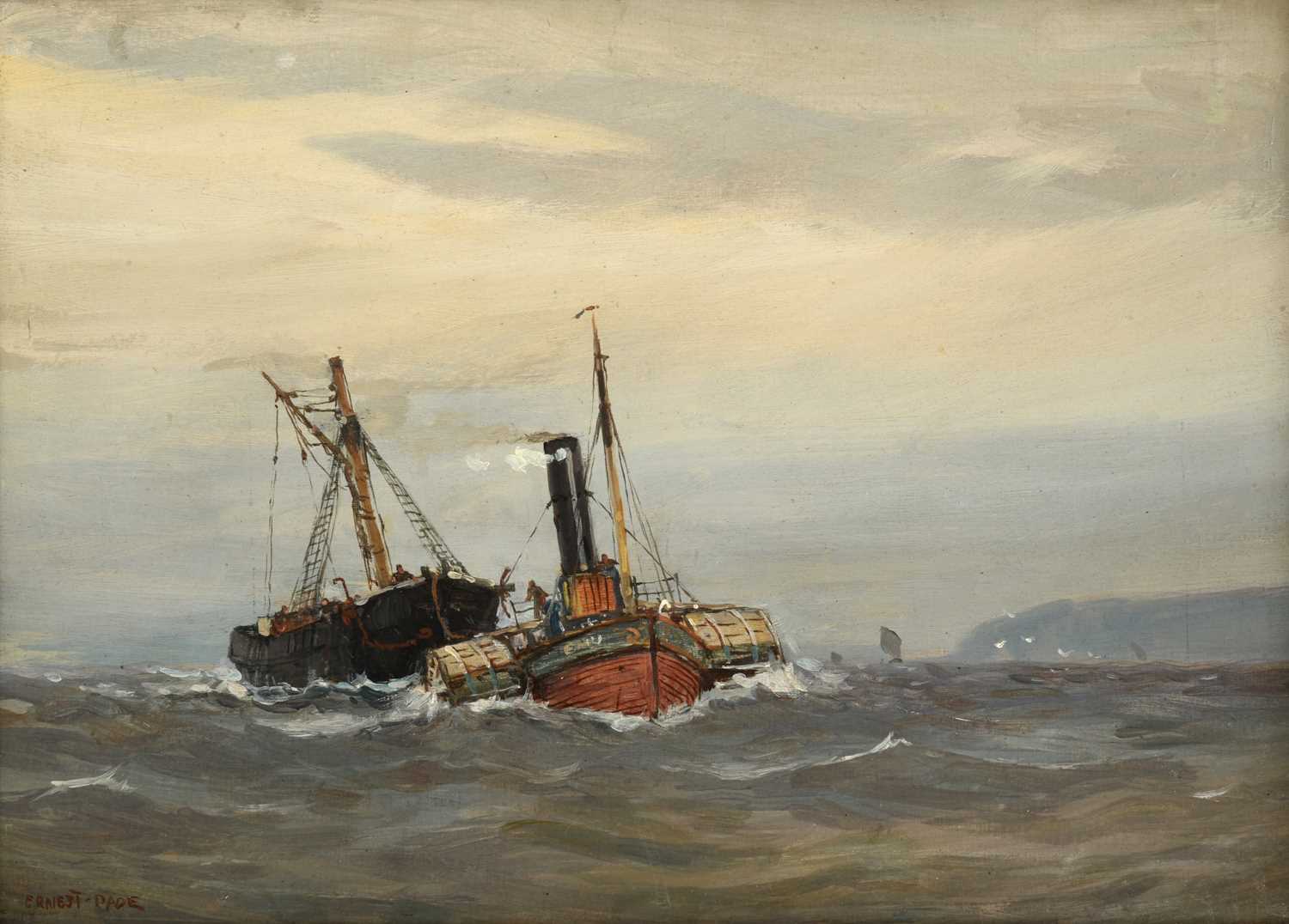 Lot 1058 - Ernest Dade (1864-1935) Trawler and tugboat