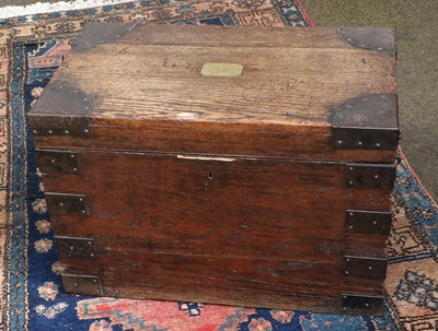 Lot 1384 - A 19th Century Iron Bound Oak Silver Chest,...