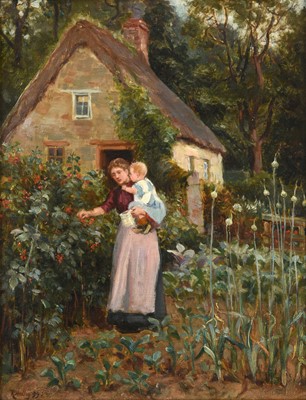 Lot 1062 - Ralph Hedley (1848-1913) Raspberry picking in...