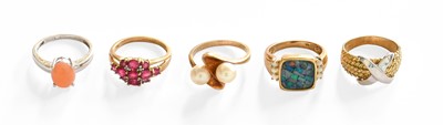 Lot 233 - Four 9 Carat Gold Gem-Set Rings, including a...