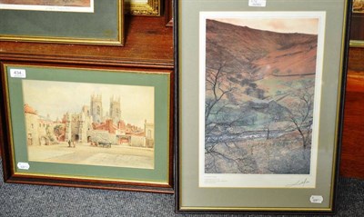 Lot 434 - Lichfield limited edition print English Countryside 27/70 and a watercolour York (2)