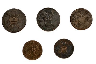 Lot 122 - 5x Ireland, James II 'Gun Money' Coins,...