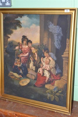 Lot 439 - 19th century oil of a family group