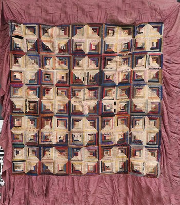 Lot 2021 - A Late 19th Century Log Cabin Patchwork Bed...