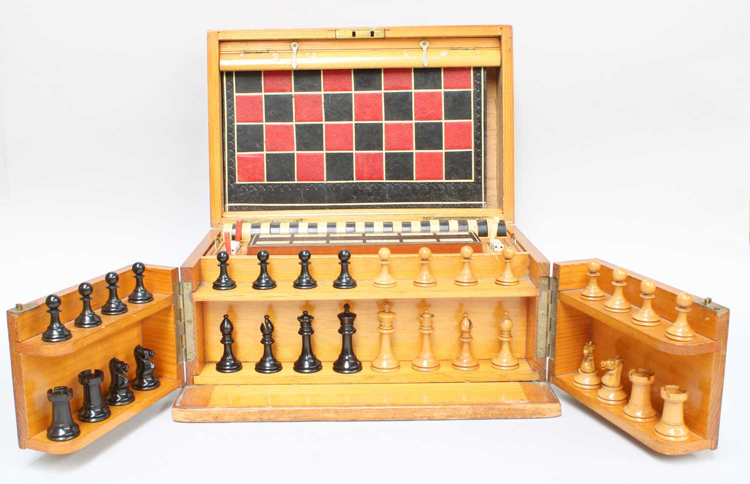 Lot 66 - An Edwardian Pine Games Compendium containing,...