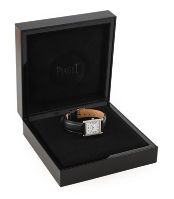 Lot 2186 - Piaget: An 18 Carat White Gold Rectangular...