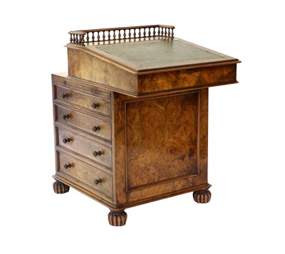 Lot 293 - An Early Victorian Figured Walnut Davenport,...