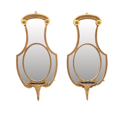 Lot 347 - A Pair of Regency Marginal Wall Mirrors, early...