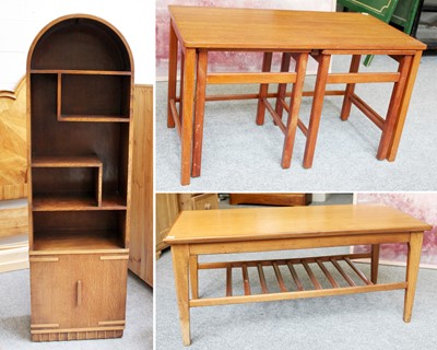 Lot 1442 - An Oak Art Deco Opened Bookcase, with cupboard...