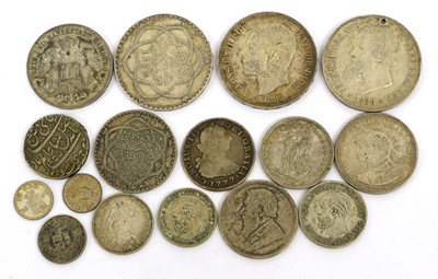 Lot 142 - Mixed World Silver Coinage, 16 coins in total,...