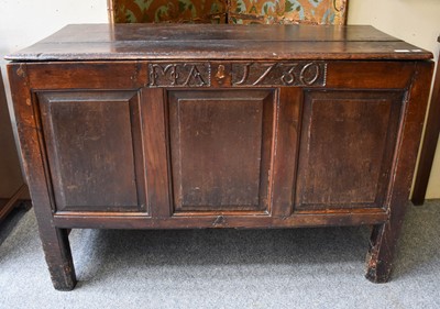 Lot 1458 - An 18th century Joined Oak Coffer, with...