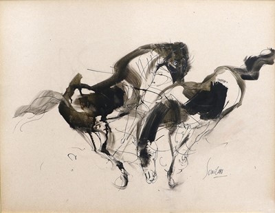 Lot 1088 - Sunil Das (1939-2015) Indian Horses Signed,...