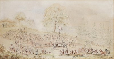 Lot 1148 - H* N* (19th century) Croud gathered around...