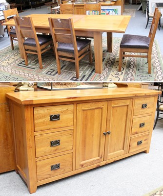 Lot 1447 - A 20th Century Solid Oak Table 250cm by 100cm...