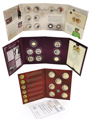 Lot 302 - 3x Commemorative Coin Sets Featuring Gold...