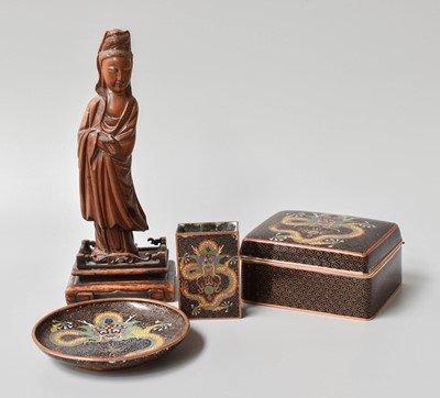 Lot 259 - Three Cloisonne Enamel Boxes, pin tray and a...