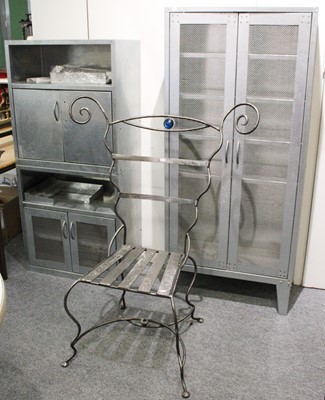 Lot 1266 - A Galvanised Metal Cabinet, 70cm by 35cm by...