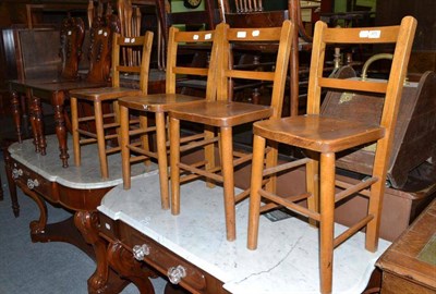 Lot 475 - Pair of mahogany hall chairs (a.f.) and four children's chairs