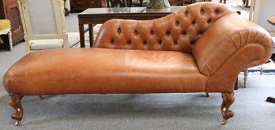 Lot 1323 - A Victorian Carved Walnut Chaise Lounge, later...