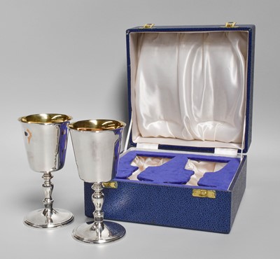 Lot 42 - A Cased Pair of Elizabeth II Silver Goblets,...