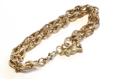 Lot 364 - A Double Row Fancy Link Bracelet, stamped '9'...