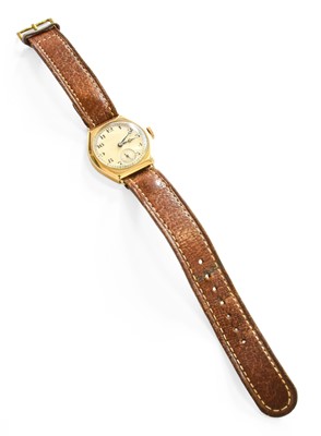 Lot 235 - A 9 Carat Gold Tonneau Shaped Wristwatch,...