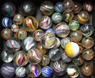 Lot 188 - Approximately 50 Polychrome Glass Marbles,...