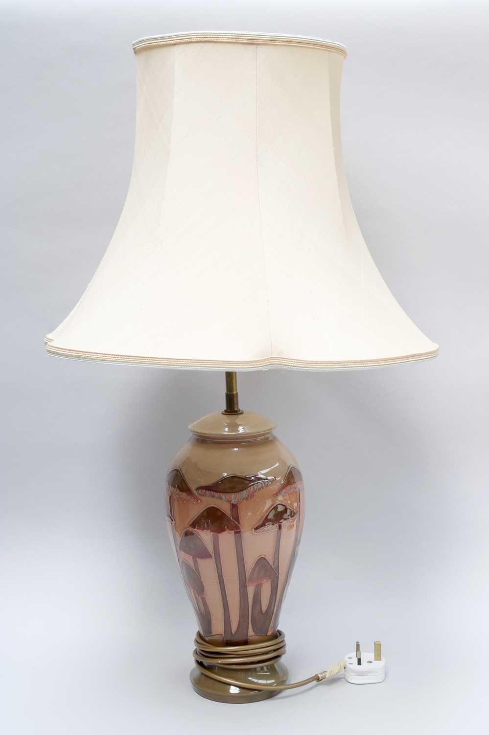 Lot 4 - A Moorcroft Fairy Rings/Toadstool Pattern Lamp,...