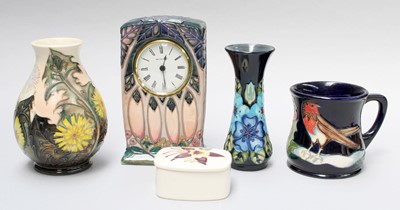 Lot 14 - A Moorcroft Cluny Pattern Clock, designed by...
