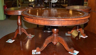 Lot 496 - Three carved and inlaid hardwood occasional tables