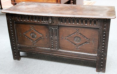 Lot 1228 - A 17th century Oak Coffer, 98cm by 38cm by 52cm