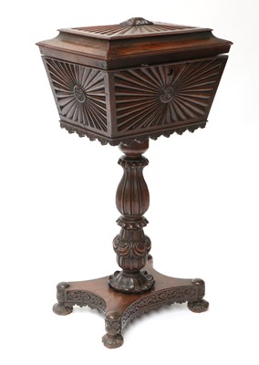 Lot 802 - An Anglo-Indian Carved Padouk Wood Teapoy, mid...