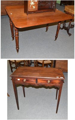 Lot 502 - An early 19th century oak side table and a mahogany Sutherland table