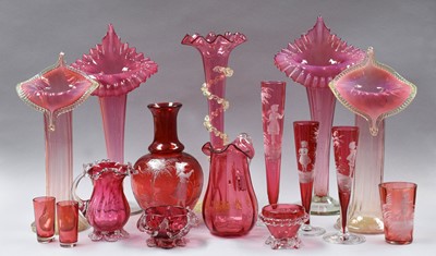 Lot 87 - A Quantity of Victorian and Later Cranberry...