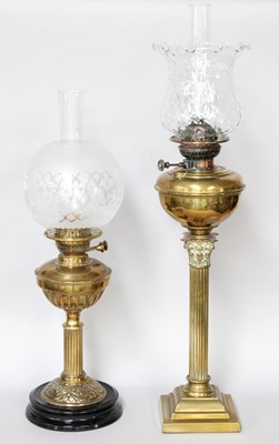 Lot 328 - A Victorian Brass Based Oil Lamp, with...