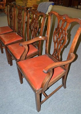 Lot 516 - A set of four 19th century mahogany Chippendale style dining chairs