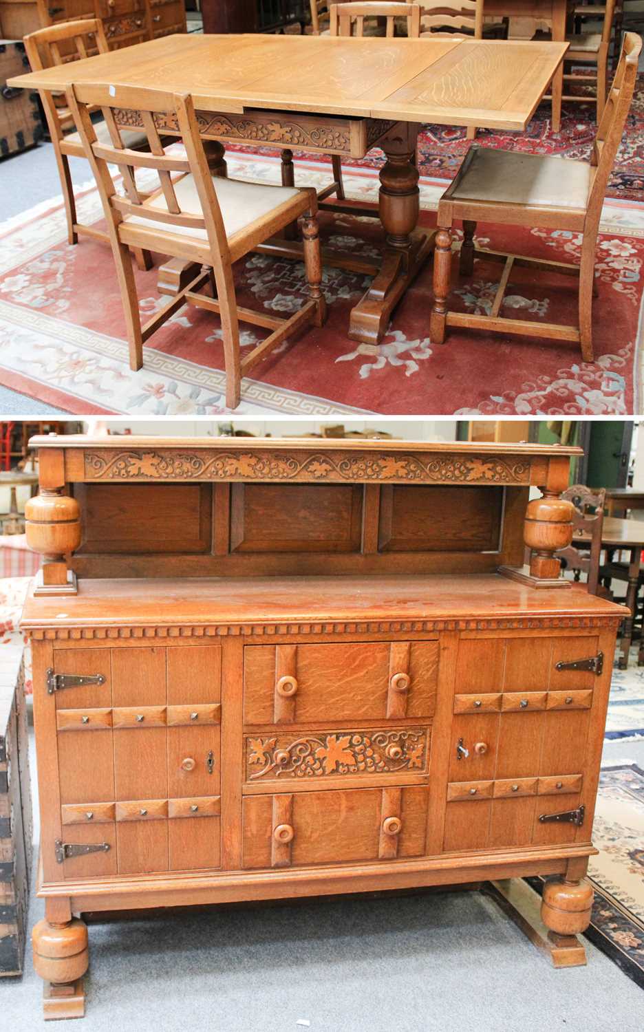 Lot 1200 - An Oak Dining Room Suite, circa 1940s...