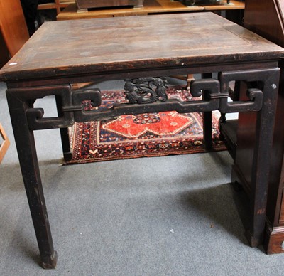 Lot 1159 - A Chinese Carved Hardwood Square Alter Table,...