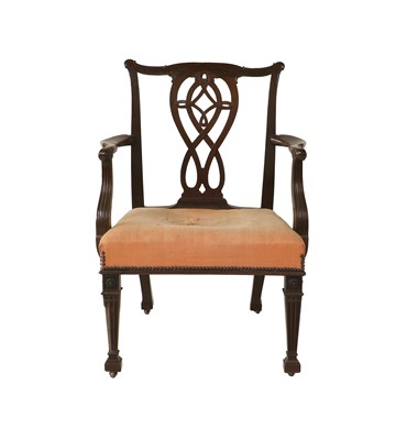 Lot 250 - {} A George III Style Carved Mahogany Armchair,...