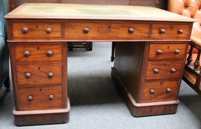 Lot 1175 - A Victorian Mahogany Twin Pedestal Desk, with...