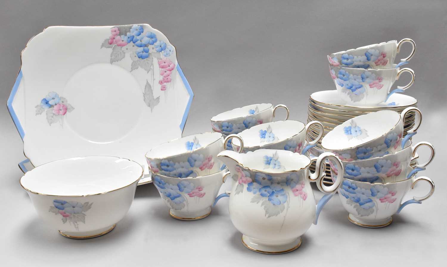 Lot 84 - A Shelley Tea Service, comprising two cake...