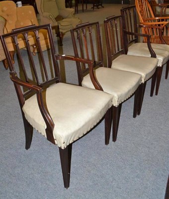 Lot 529 - Set of four Hepplewhite style dining chairs