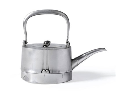 Lot 202 - A Japanese Export Silver Tea Kettle, the lid marked with characters only, the body and spout...