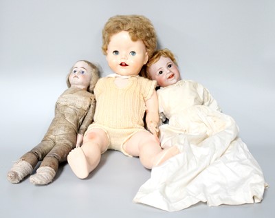 Lot 320 - A Small German Bisque Head Doll, 19th century,...