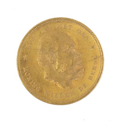 Lot 336 - Netherlands, 10 Gulden 1877, (.900 gold,...