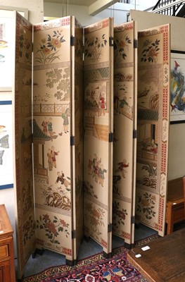 Lot 1356 - A Chinoiserie eight panel dividing screen