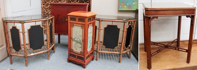 Lot 1340 - A Pair of Bamboo Side Tables with Lacquer...