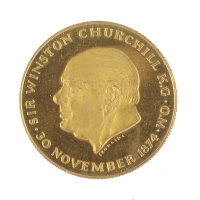 Lot 367 - Winston Churchill Commemorative Gold Medallion...