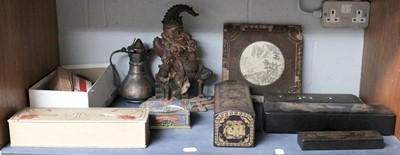 Lot 164 - A Chinese lacquer pen boxes and covers, glove...