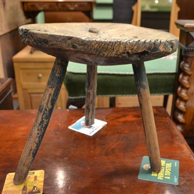 Lot 544 - A 19th century elm milking stool